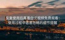 反复使用后再看白虎视频免费观看：使用过程中容易忽略的细节提醒