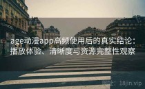 age动漫app高频使用后的真实结论：播放体验、清晰度与资源完整性观察