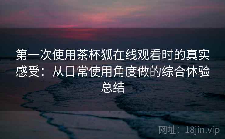 第一次使用茶杯狐在线观看时的真实感受：从日常使用角度做的综合体验总结  第2张
